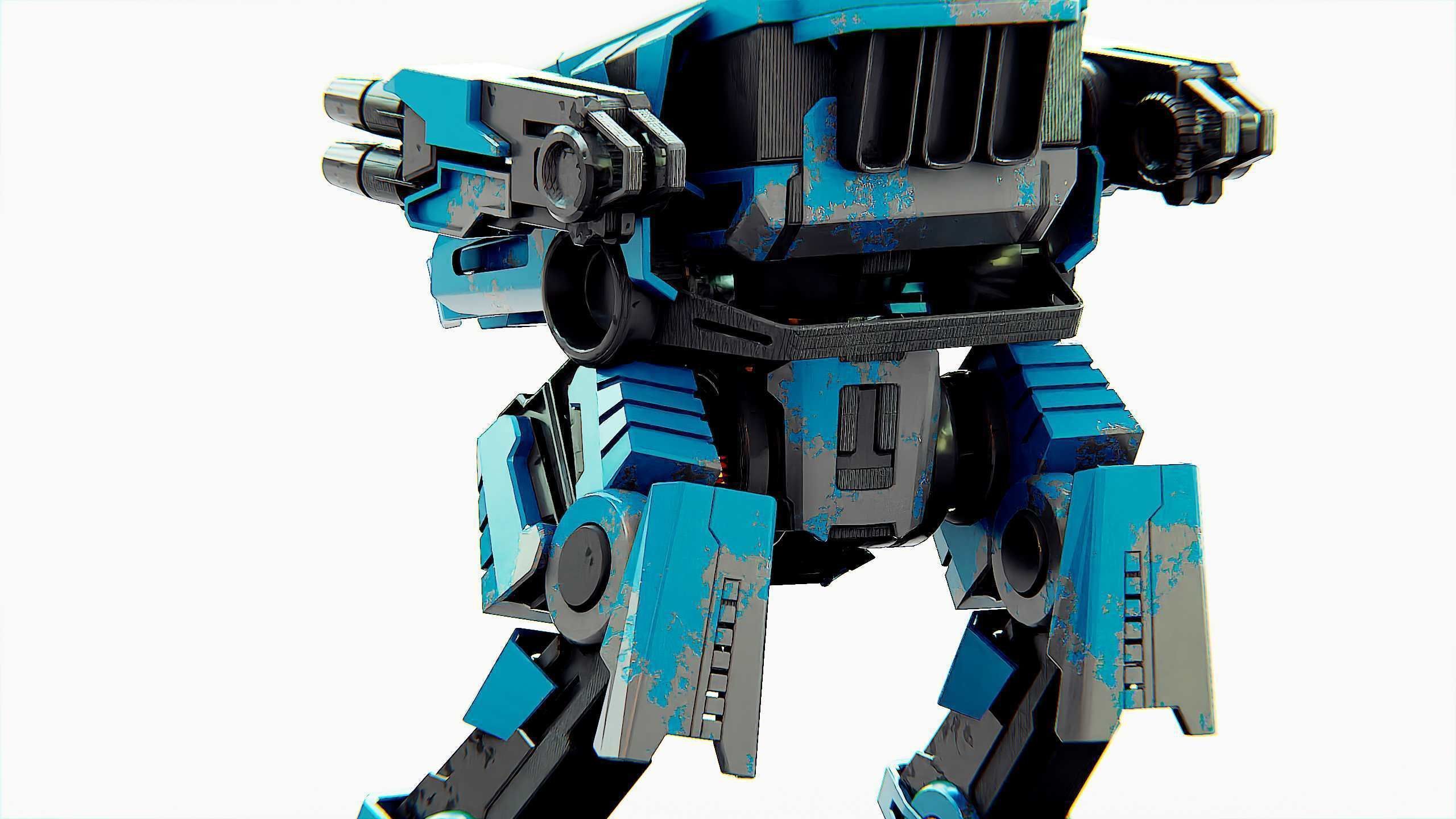 MILITARY DROID X-560 Rigged for Unreal Engine - Unity - MIXAMO 3D model_25