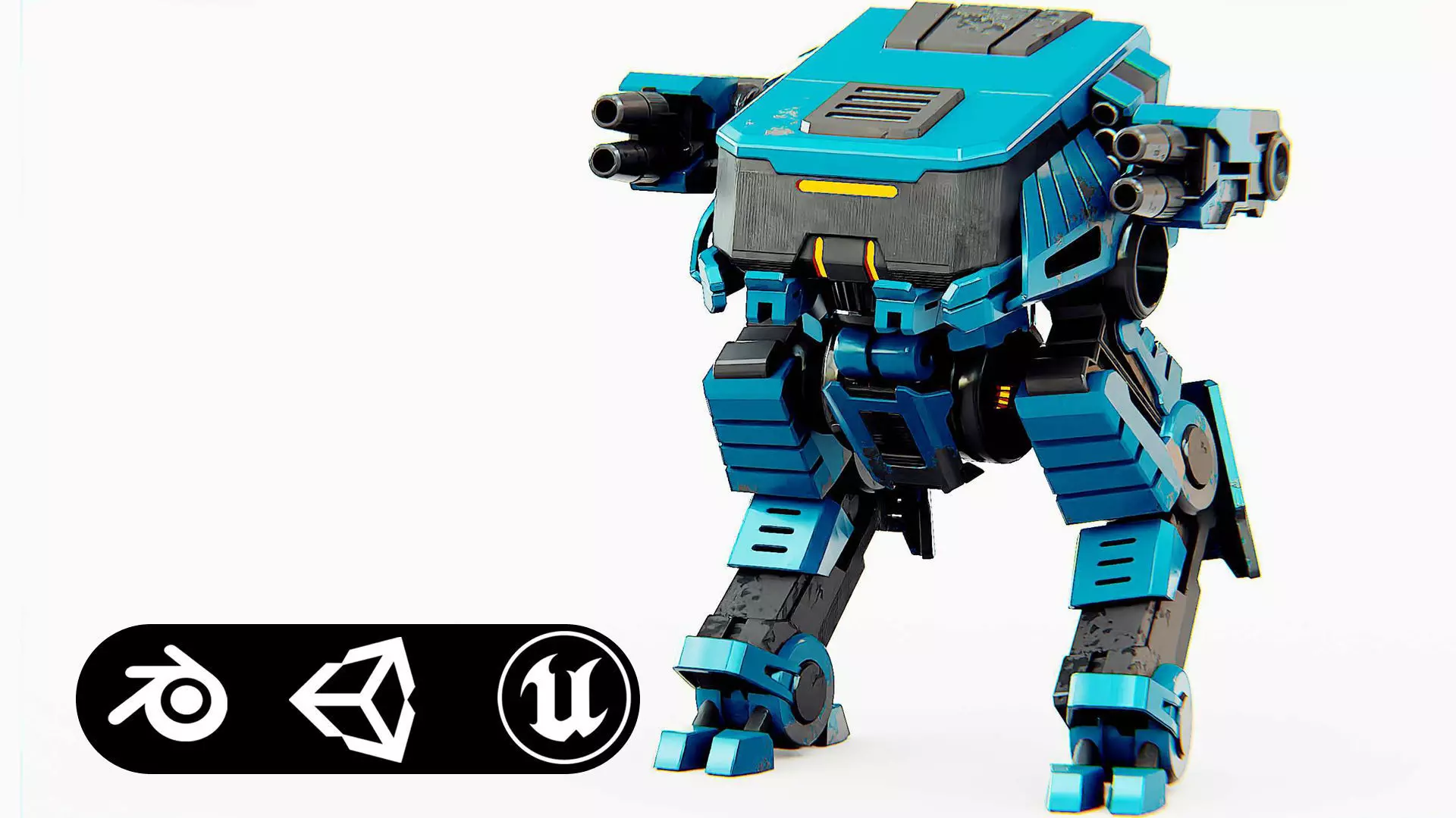 MILITARY DROID X-560 Rigged for Unreal Engine - Unity - MIXAMO 3D model_0