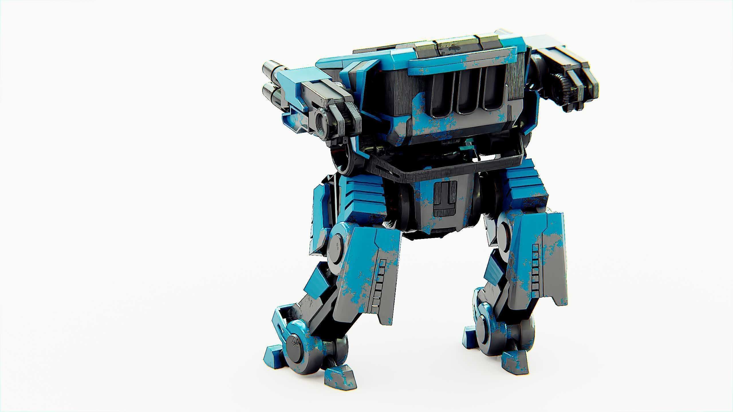 MILITARY DROID X-560 Rigged for Unreal Engine - Unity - MIXAMO 3D model_16