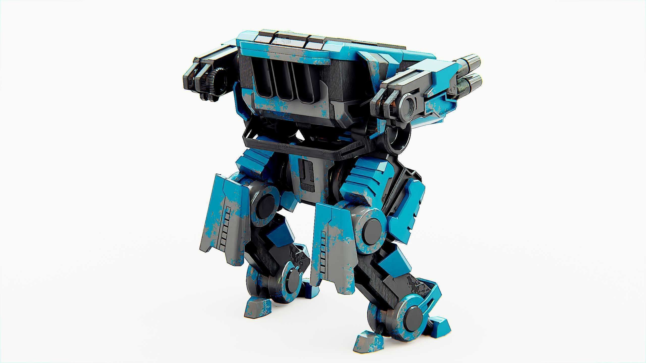 MILITARY DROID X-560 Rigged for Unreal Engine - Unity - MIXAMO 3D model_12