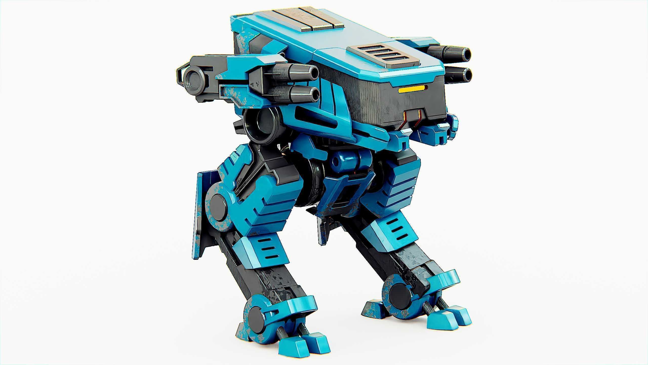 MILITARY DROID X-560 Rigged for Unreal Engine - Unity - MIXAMO 3D model_3