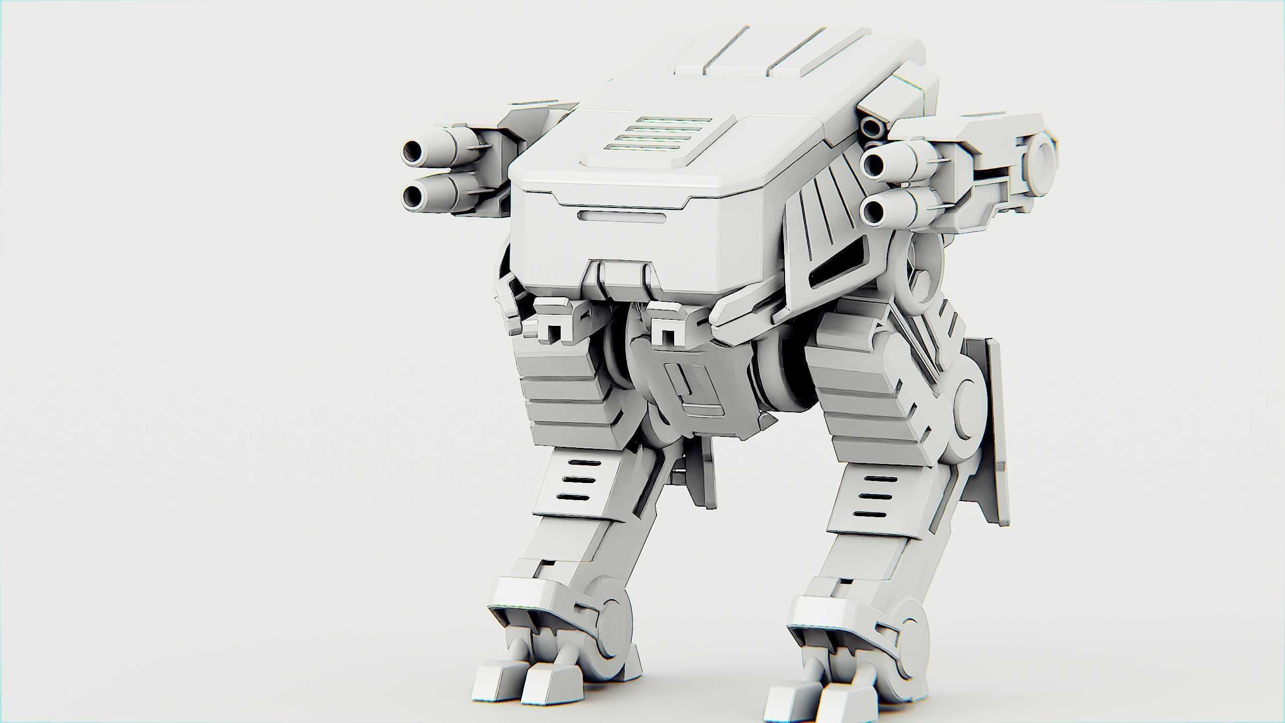 MILITARY DROID X-560 Rigged for Unreal Engine - Unity - MIXAMO 3D model_32