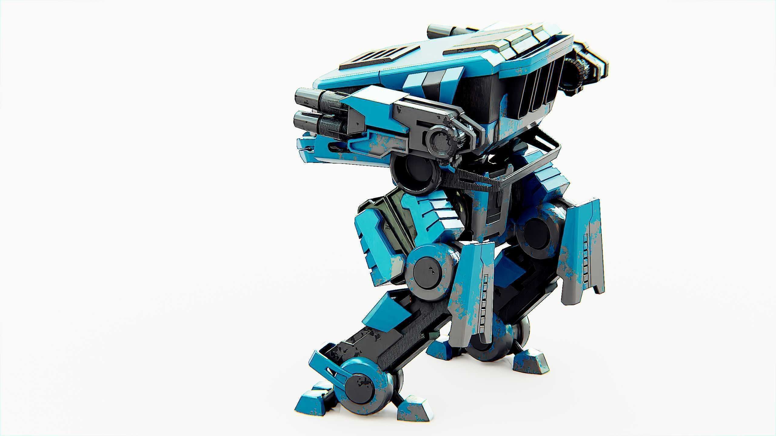 MILITARY DROID X-560 Rigged for Unreal Engine - Unity - MIXAMO 3D model_18