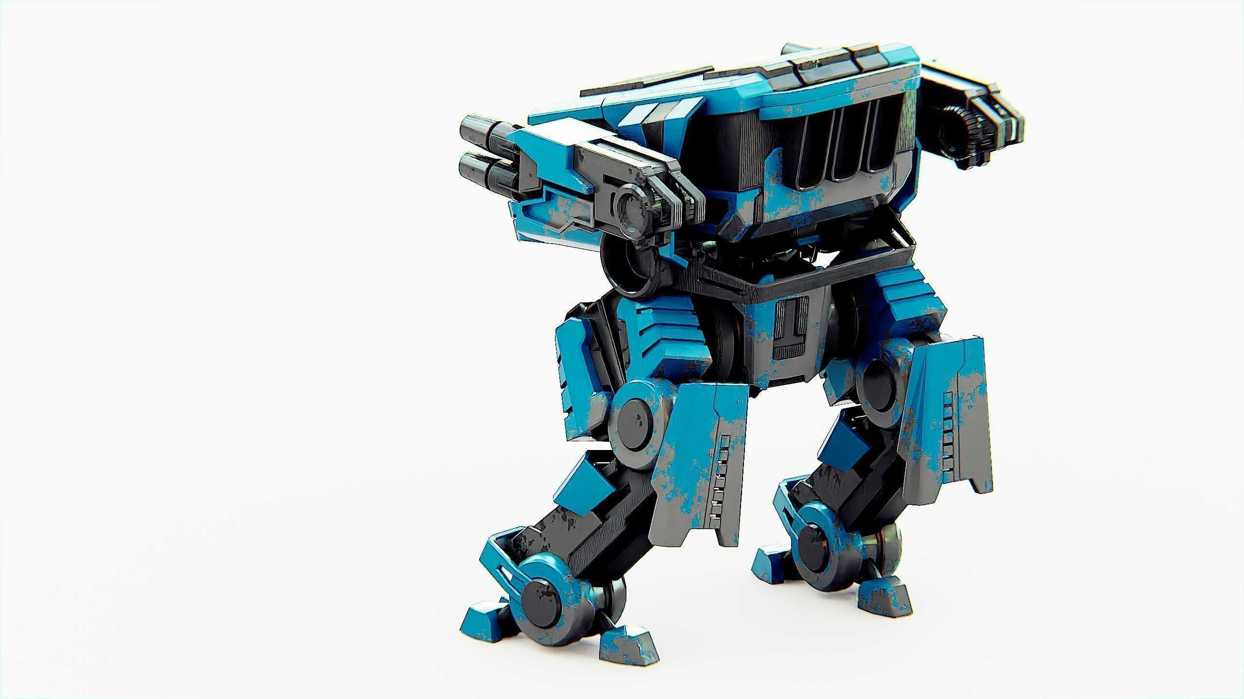 MILITARY DROID X-560 Rigged for Unreal Engine - Unity - MIXAMO 3D model_17