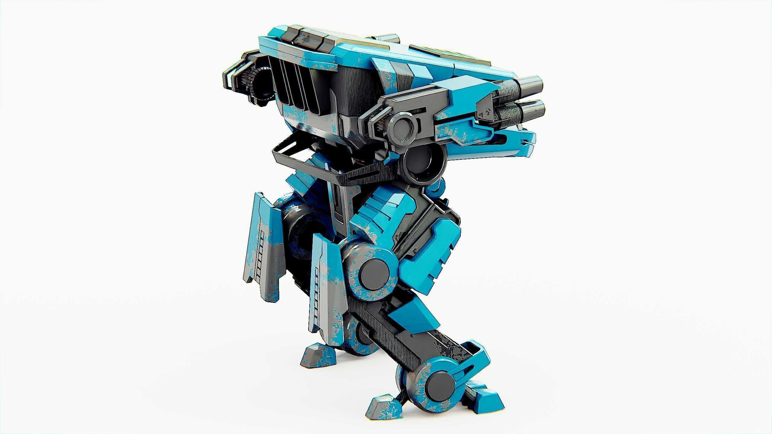 MILITARY DROID X-560 Rigged for Unreal Engine - Unity - MIXAMO 3D model_10