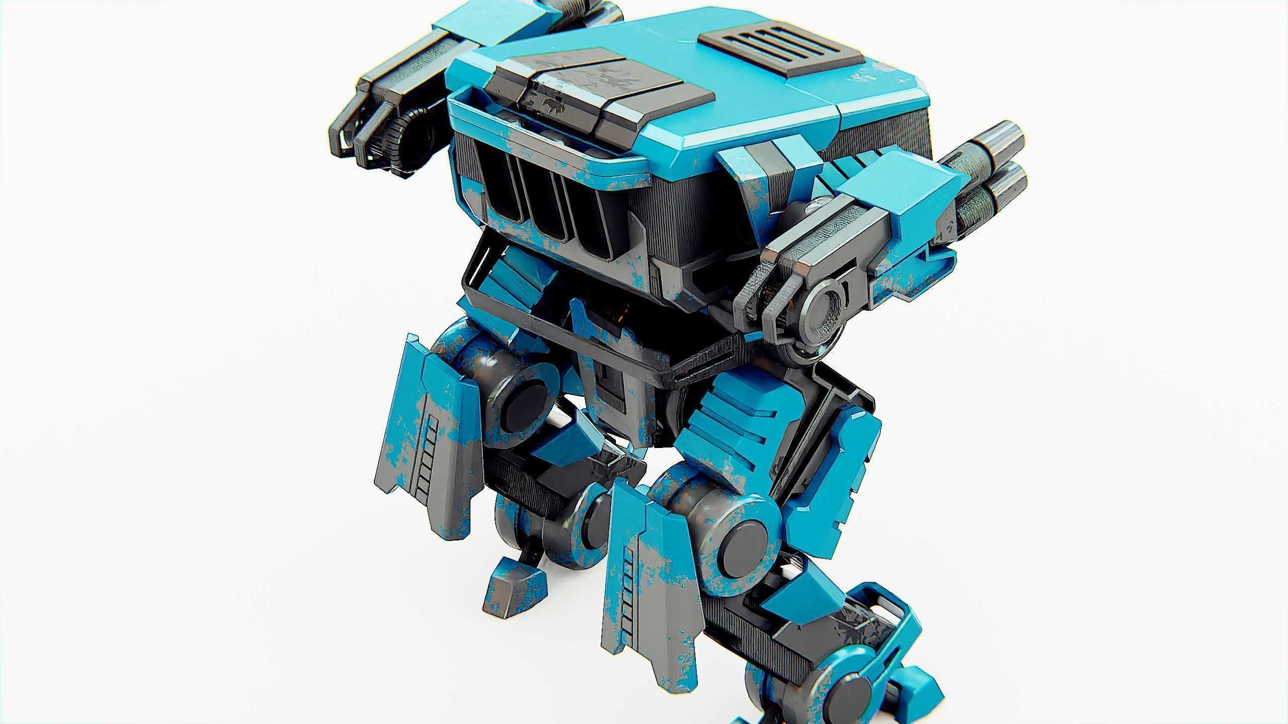 MILITARY DROID X-560 Rigged for Unreal Engine - Unity - MIXAMO 3D model_29