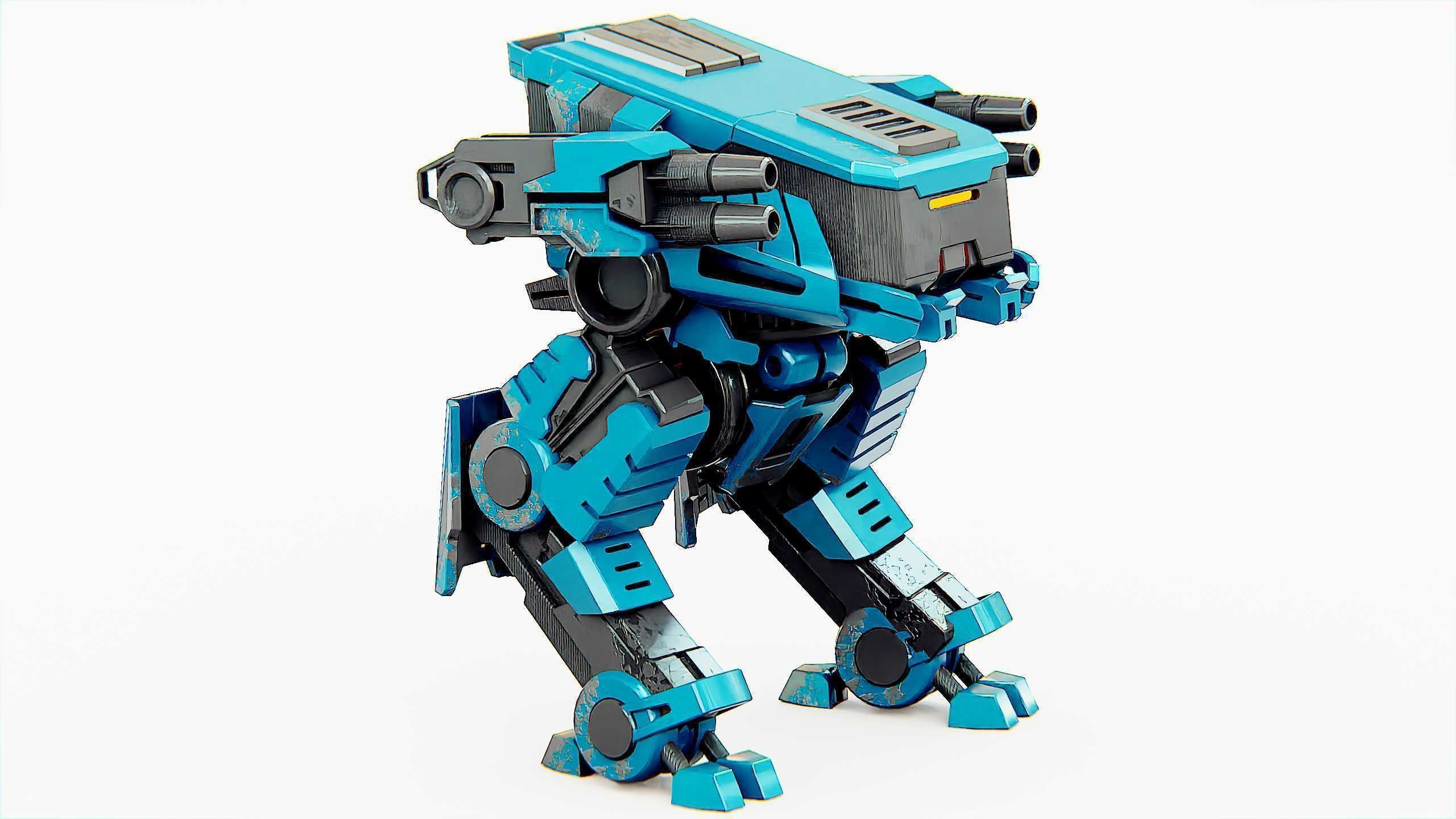 MILITARY DROID X-560 Rigged for Unreal Engine - Unity - MIXAMO 3D model_4