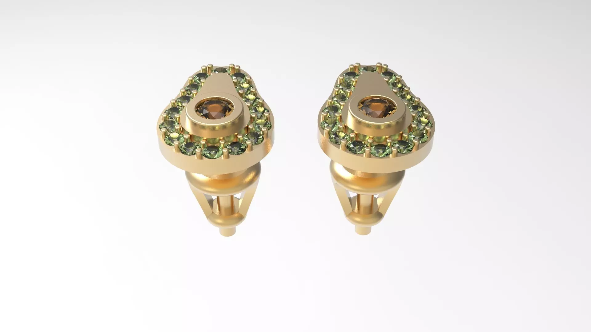 Avocado Stud Earrings 3D print model_0