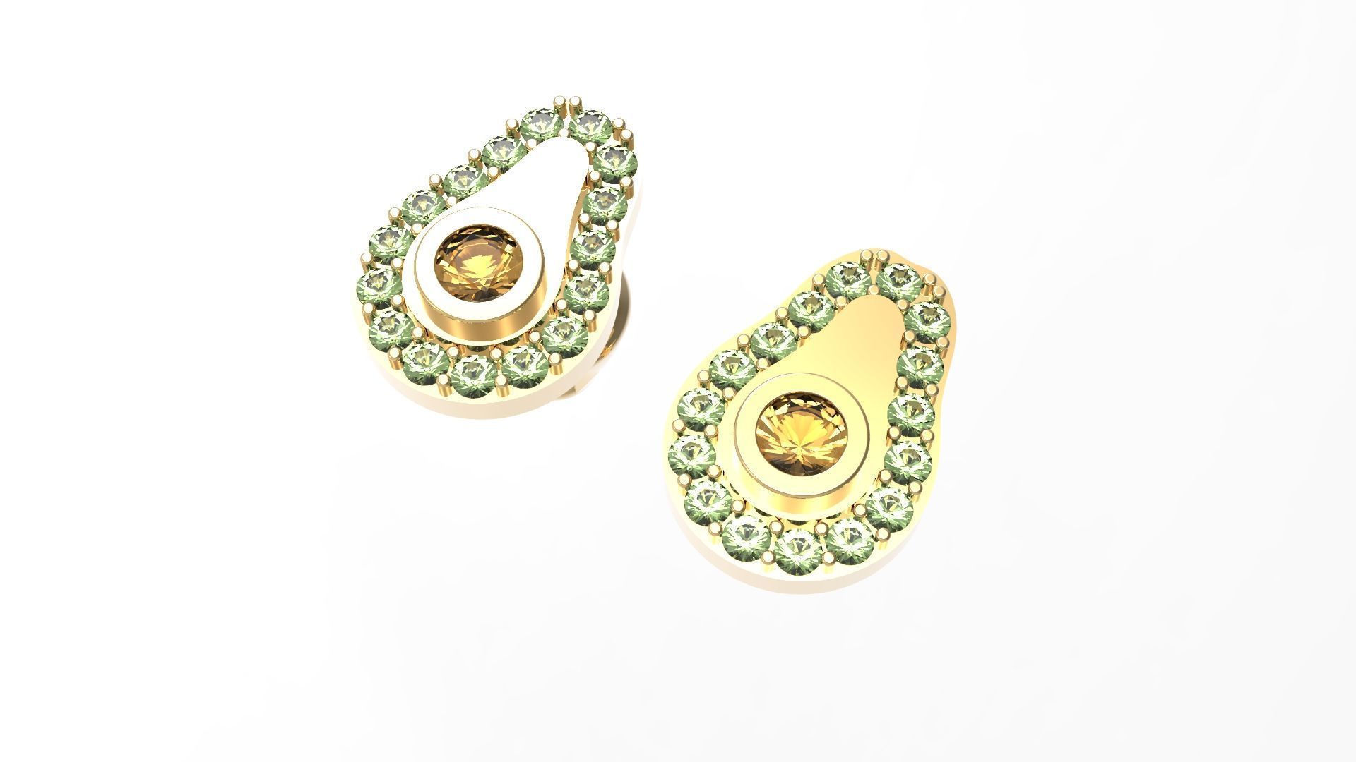 Avocado Stud Earrings 3D print model_2
