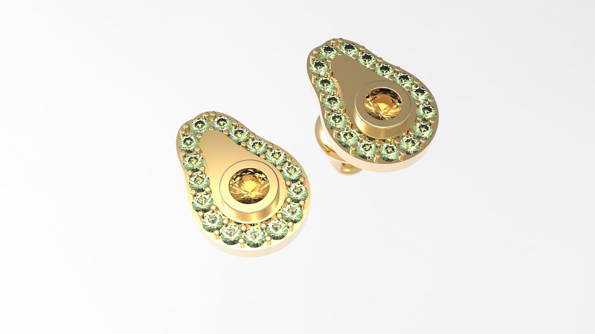 Avocado Stud Earrings 3D print model_3