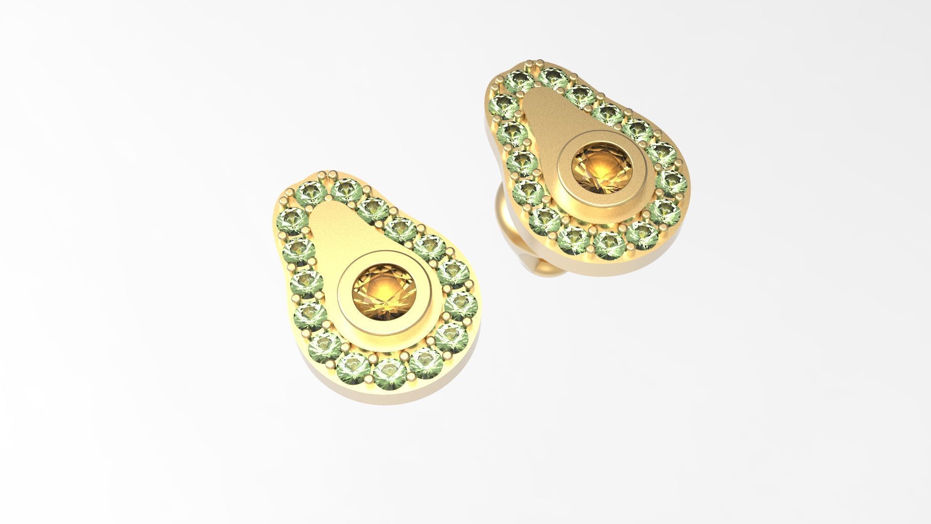 Avocado Stud Earrings 3D print model_1