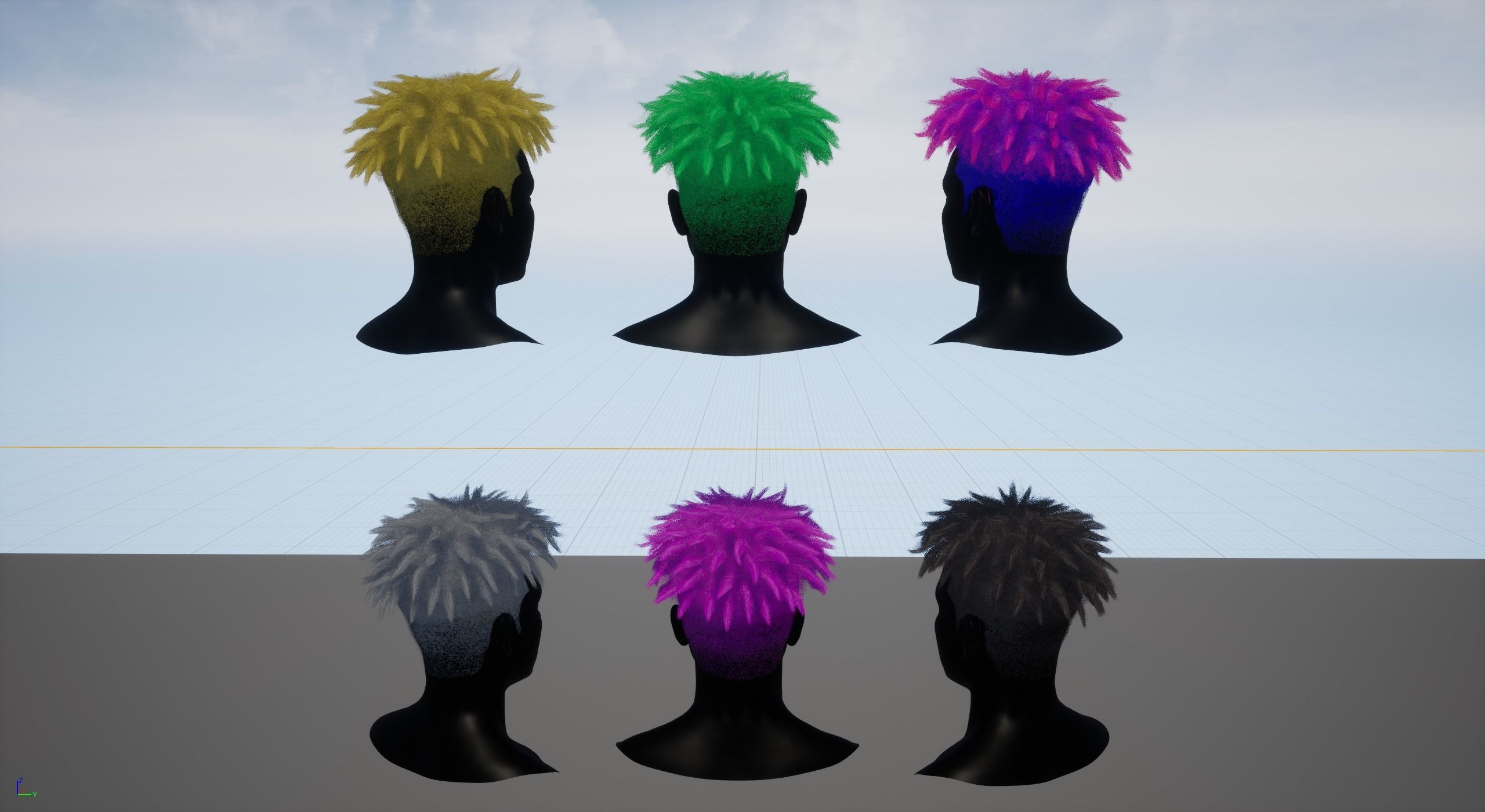 Real time afro dreadlocks hairstyle Low-poly 3D model_1