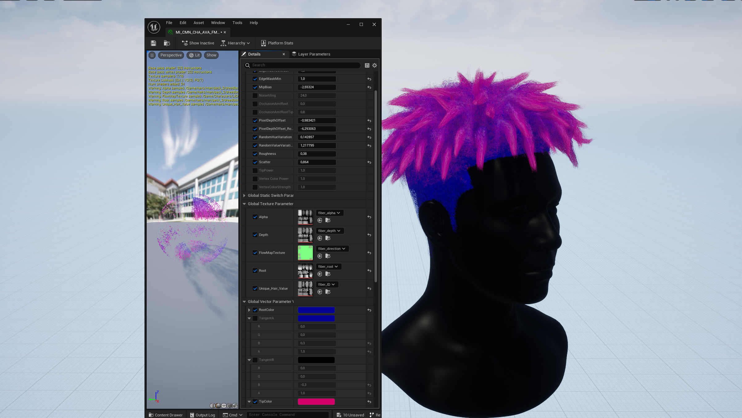 Real time afro dreadlocks hairstyle Low-poly 3D model_6