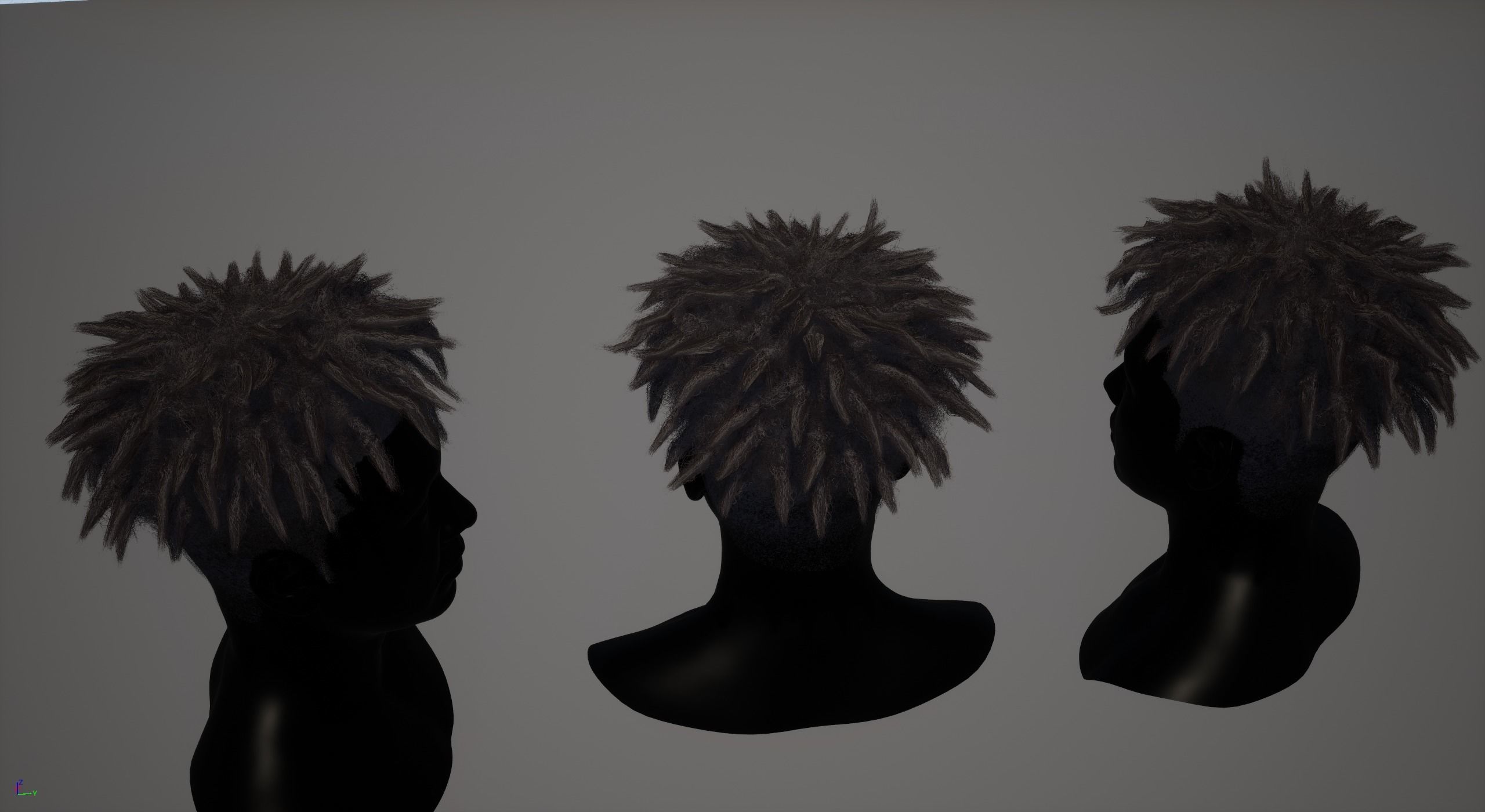 Real time afro dreadlocks hairstyle Low-poly 3D model_4