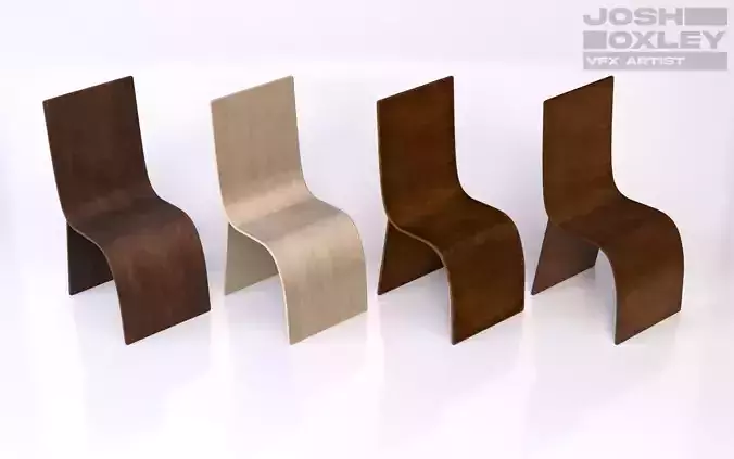 Modern S-Chair - 4 Texture Variations Low-poly 3D model