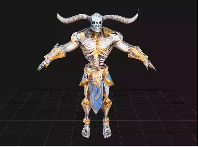 Demonic Skeleton 3D Model Animated - Diablo - Low-poly 3D model