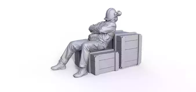 Figure for ship model man on wooden box 3D print model