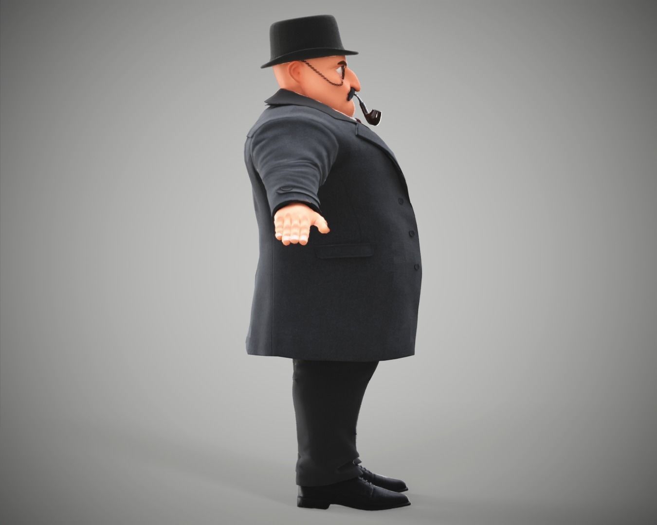 Game Cartoon Boss Man character rigged Low-poly 3D model_19