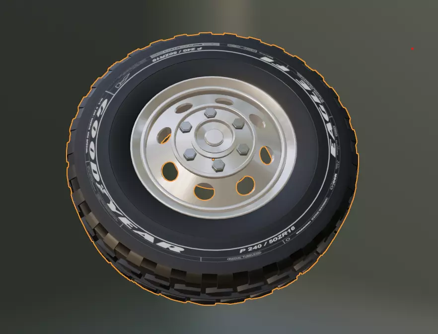 Heavy Duty Truck Tire with Steel Rims Low-poly 3D model