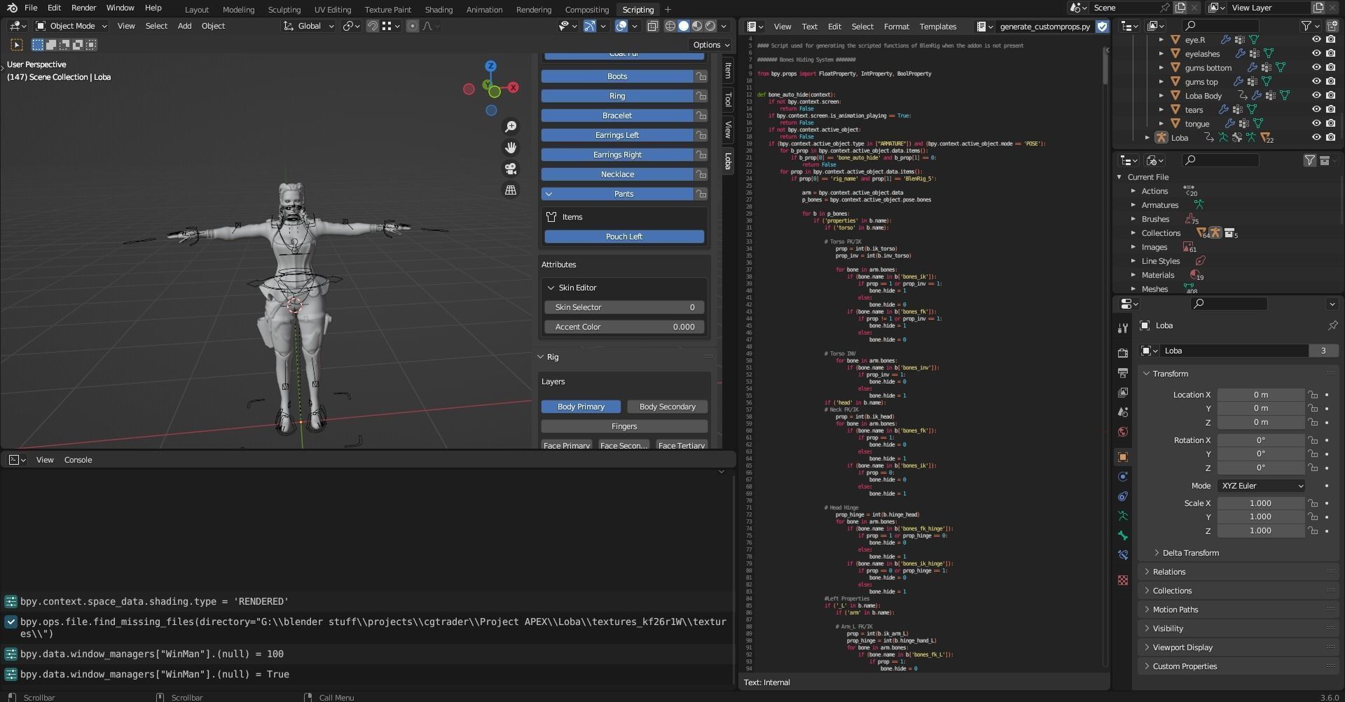 Loba from Apex legends fully rigged with multiple skins Low-poly 3D model_32