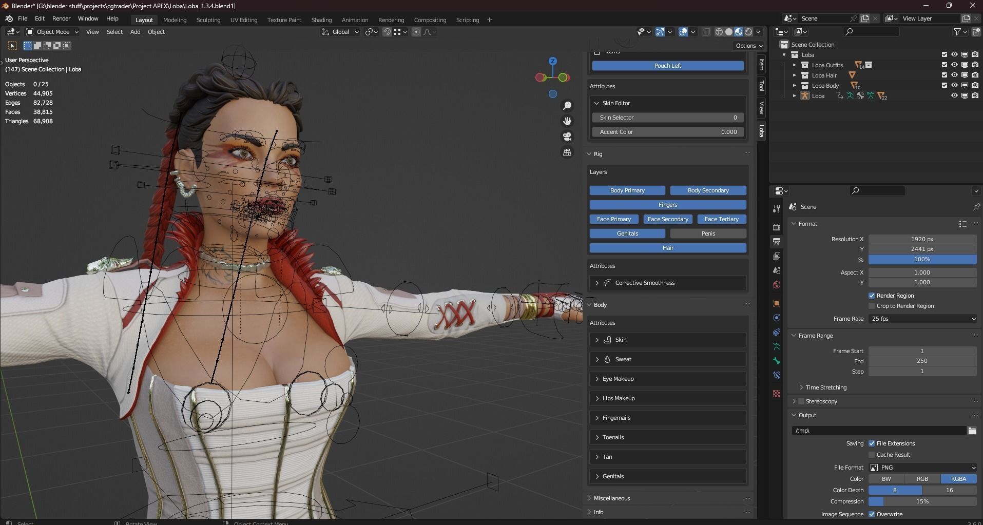 Loba from Apex legends fully rigged with multiple skins Low-poly 3D model_31