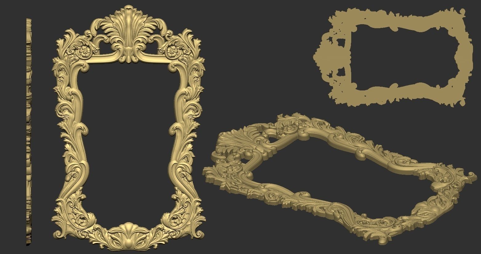 mirror frame carving 3D model_15