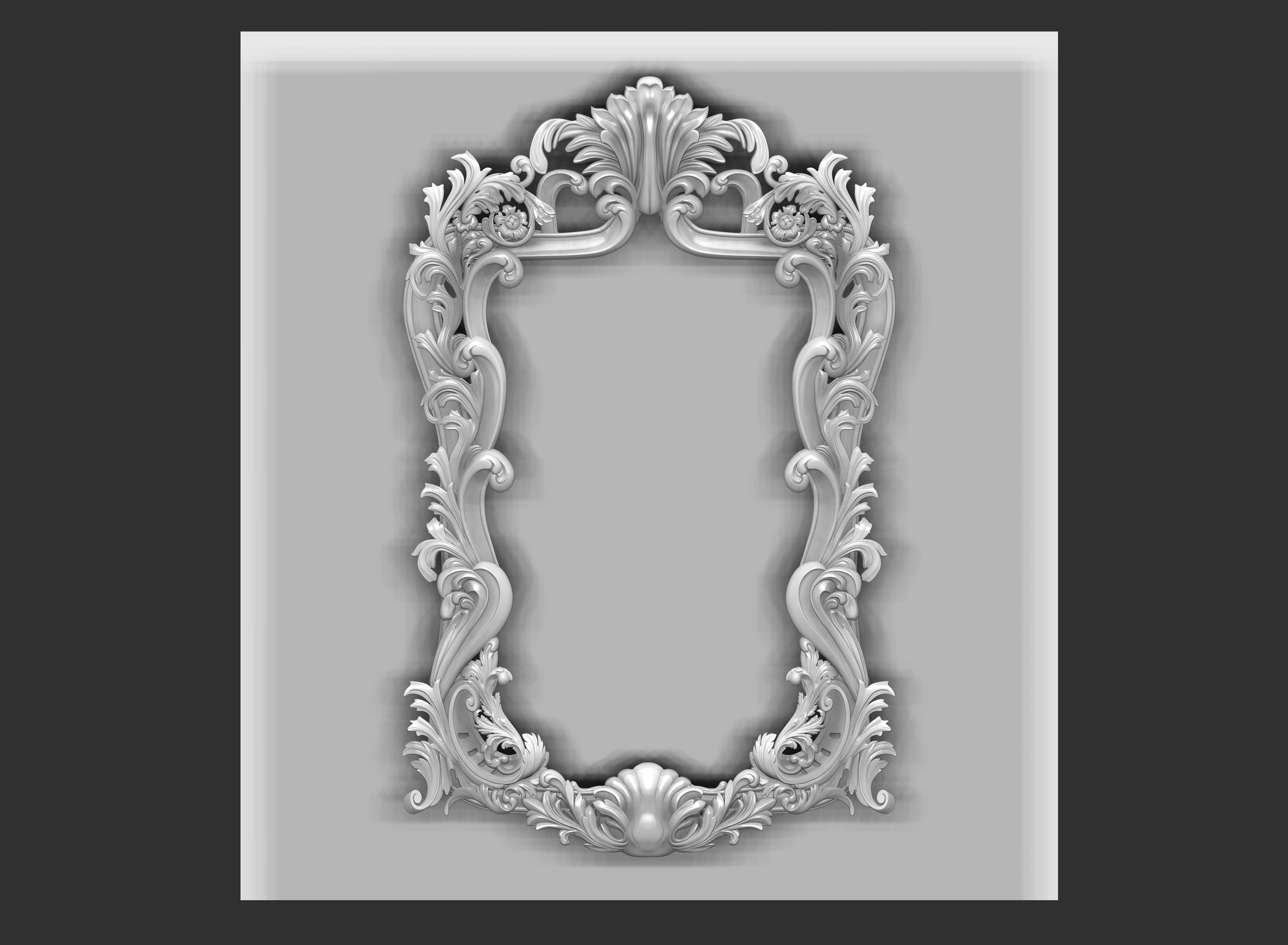 mirror frame carving 3D model_9