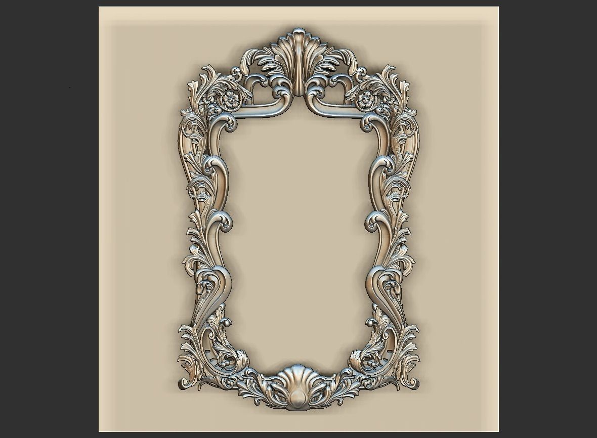 mirror frame carving 3D model_7