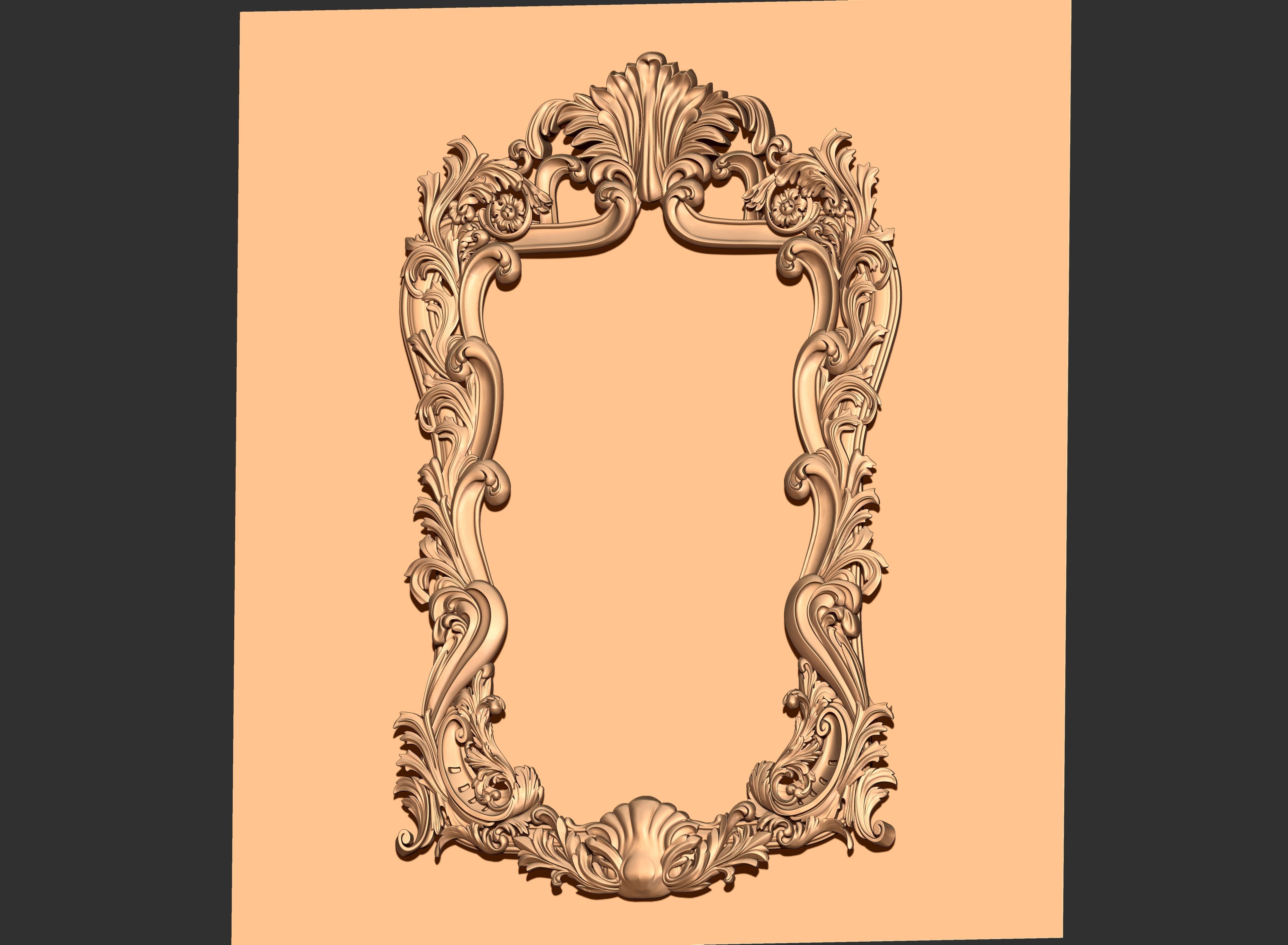 mirror frame carving 3D model_12
