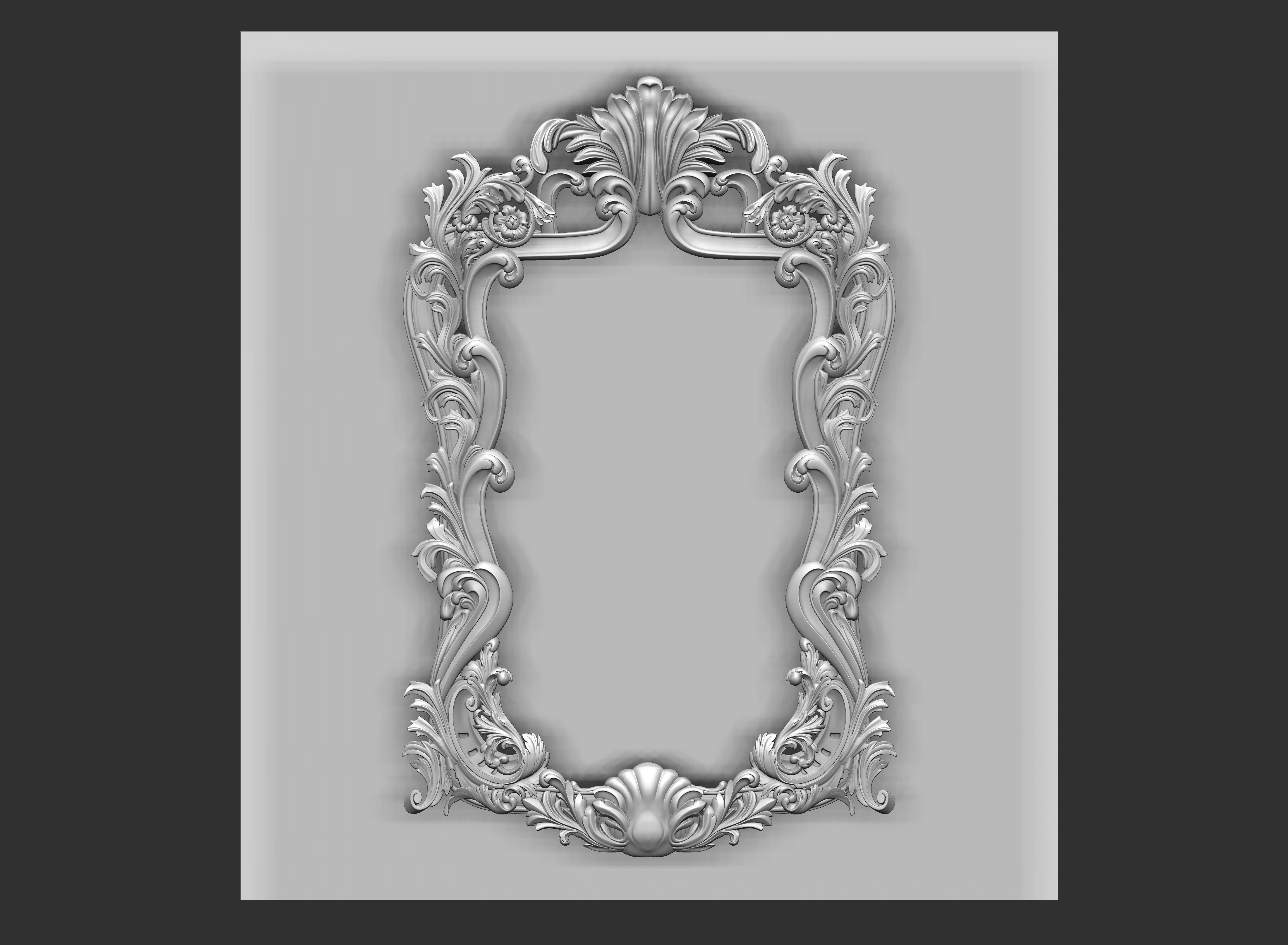 mirror frame carving 3D model_10