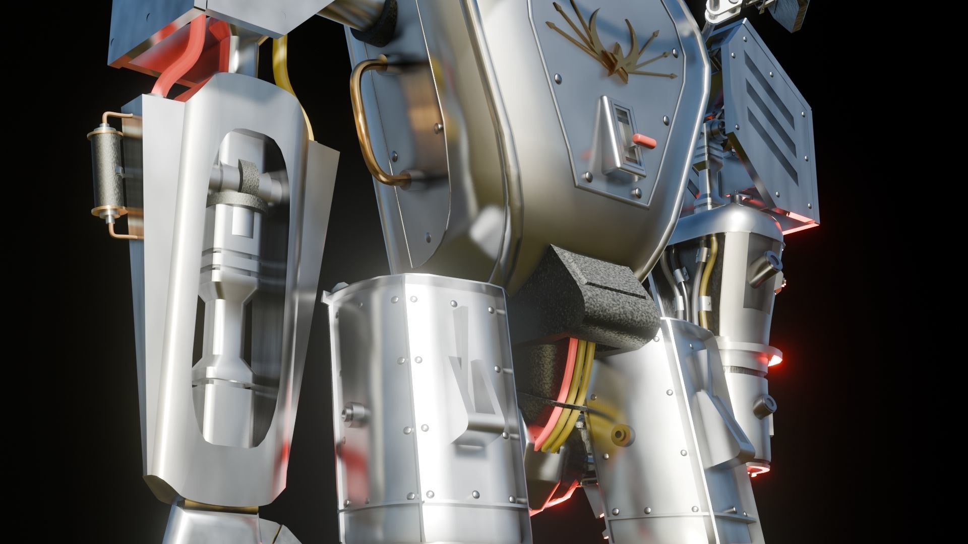 Dieselpunk Security Robot 3D model_4