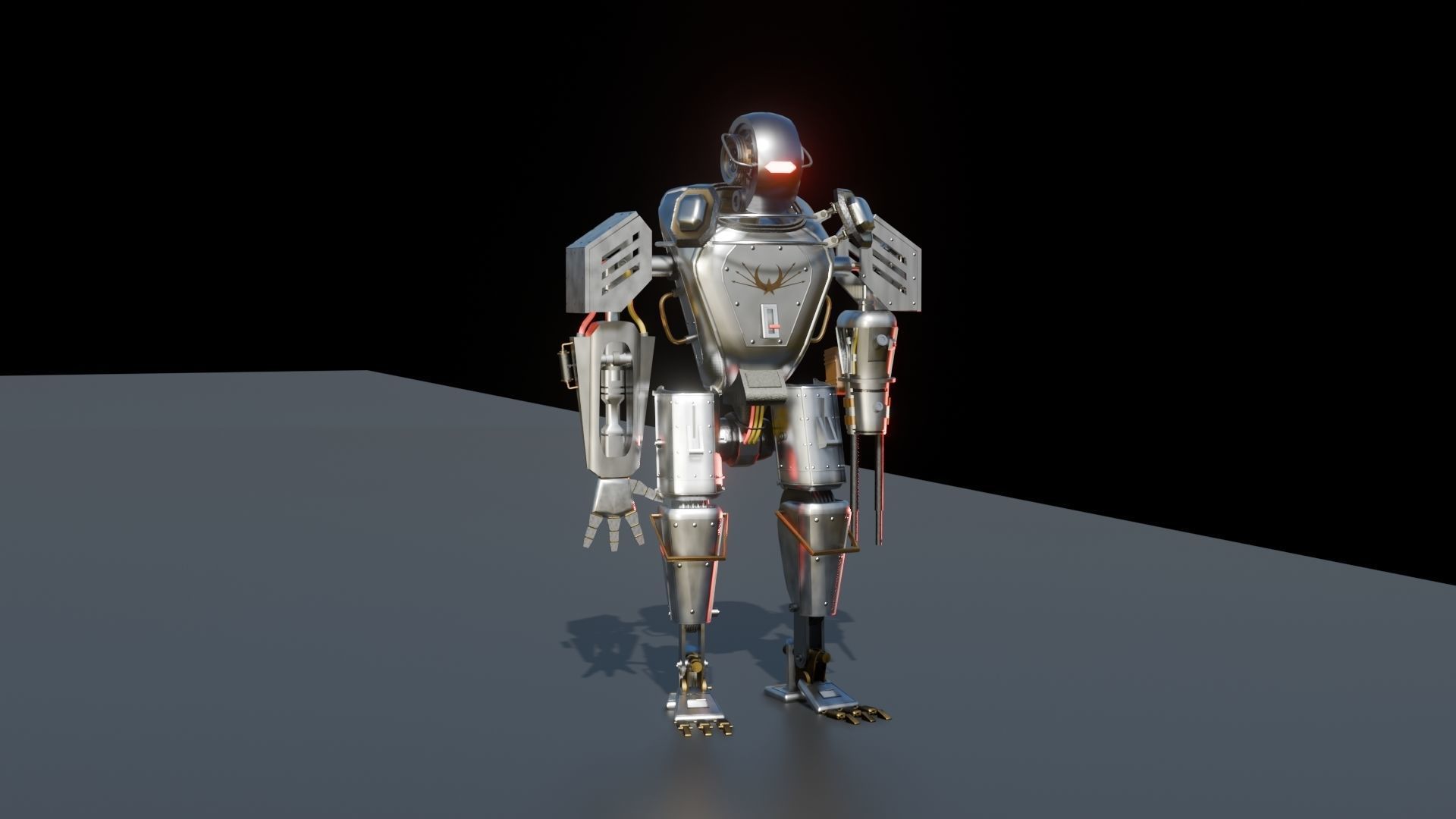 Dieselpunk Security Robot 3D model_5