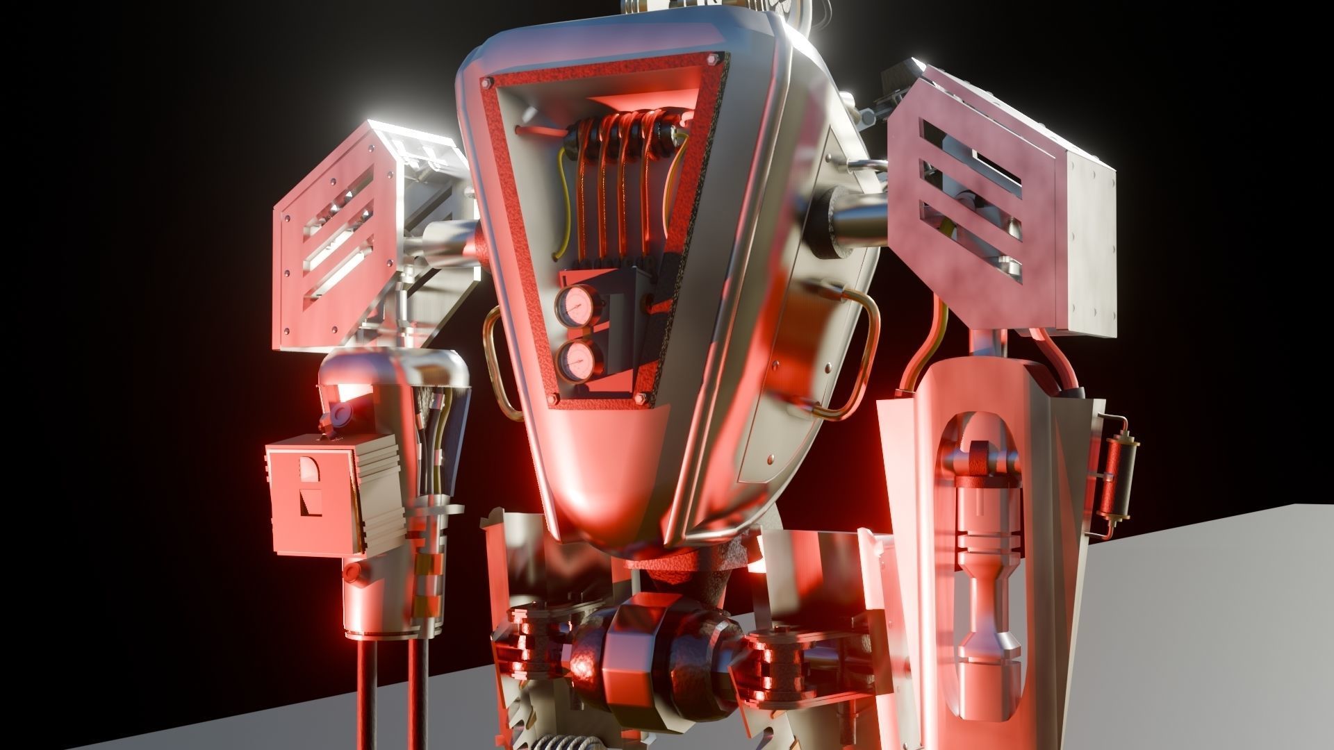 Dieselpunk Security Robot 3D model_3