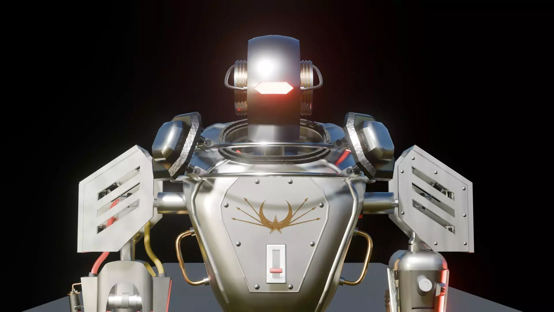 Dieselpunk Security Robot 3D model_0