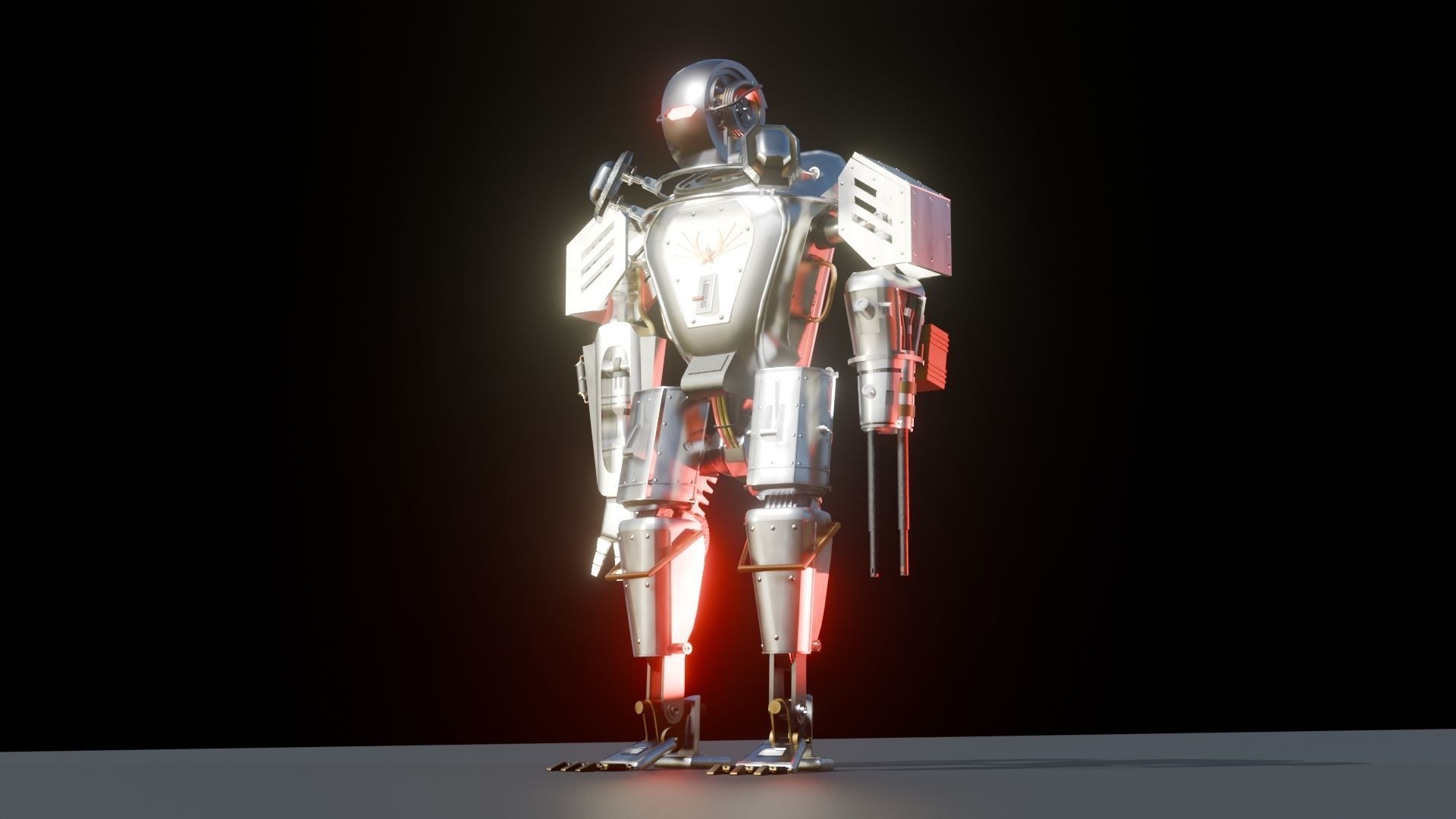 Dieselpunk Security Robot 3D model_2