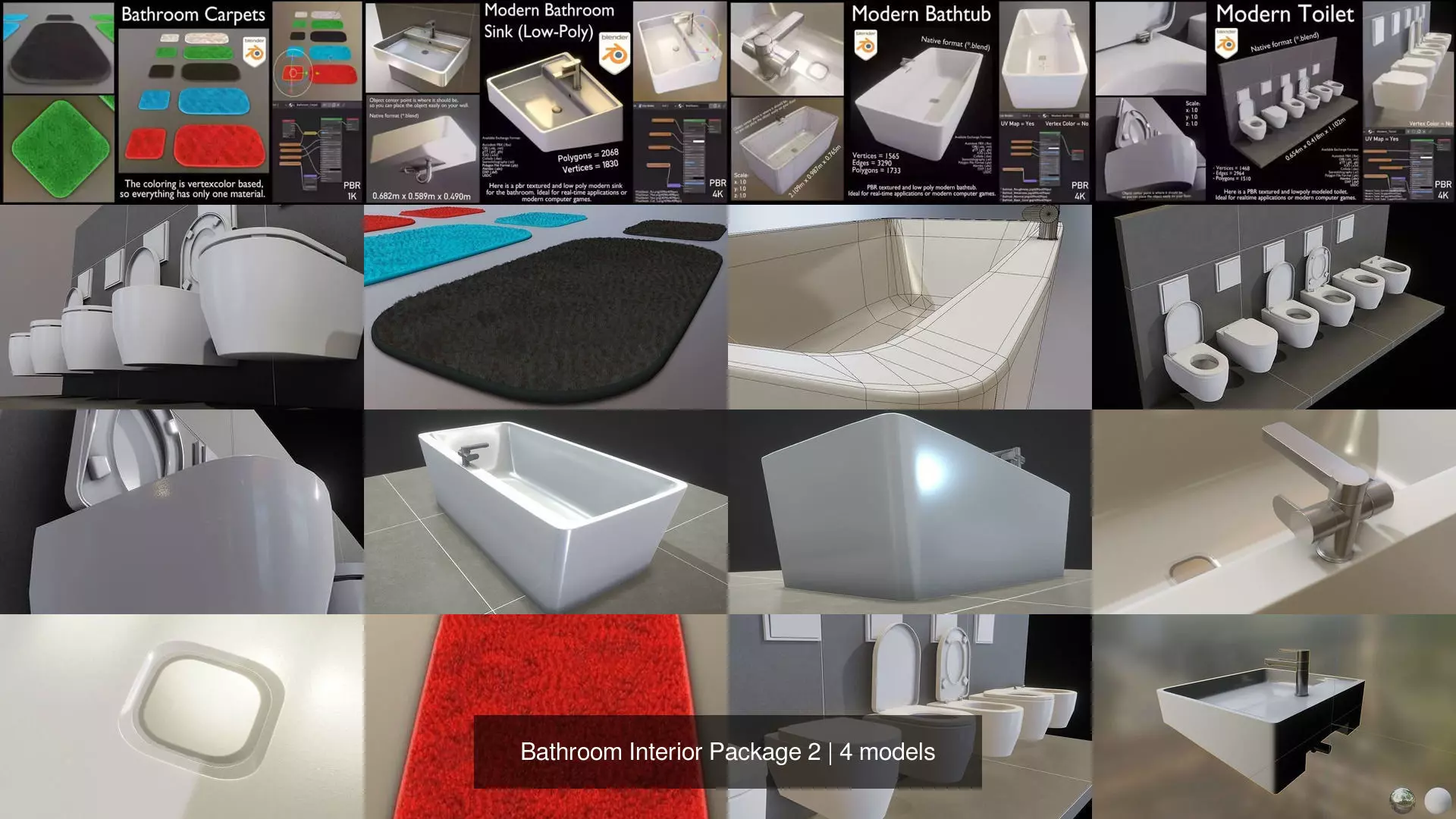 Bathroom Interior Package 2 3D Model Collection_0