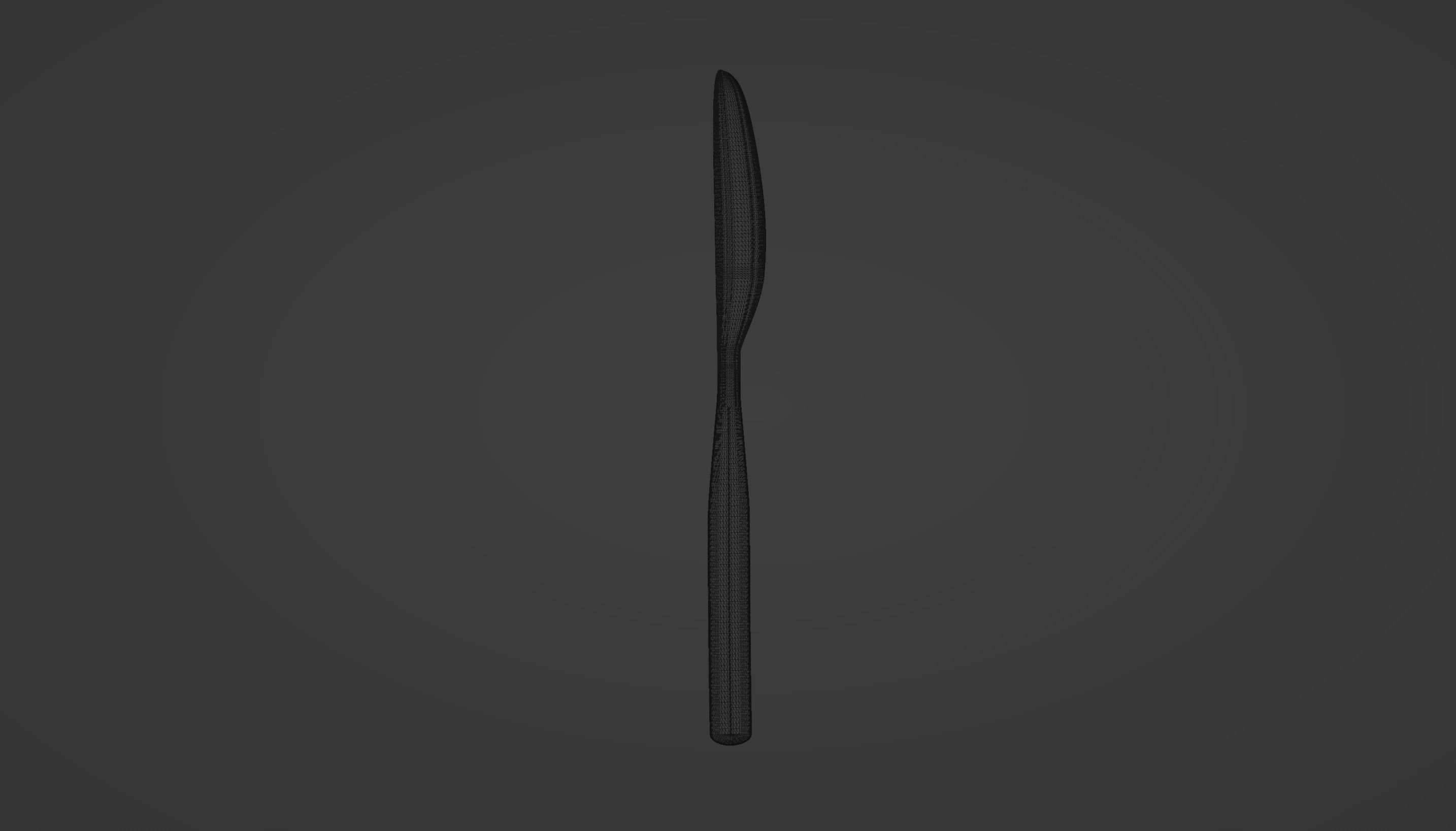 Classic golden dining knife with a long and thick handle 3D model_5
