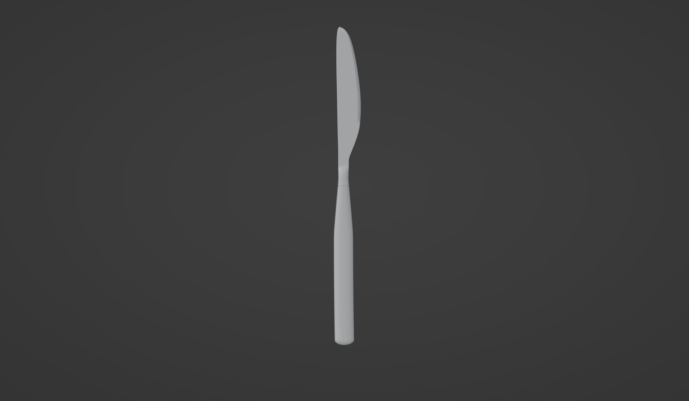 Classic golden dining knife with a long and thick handle 3D model_4