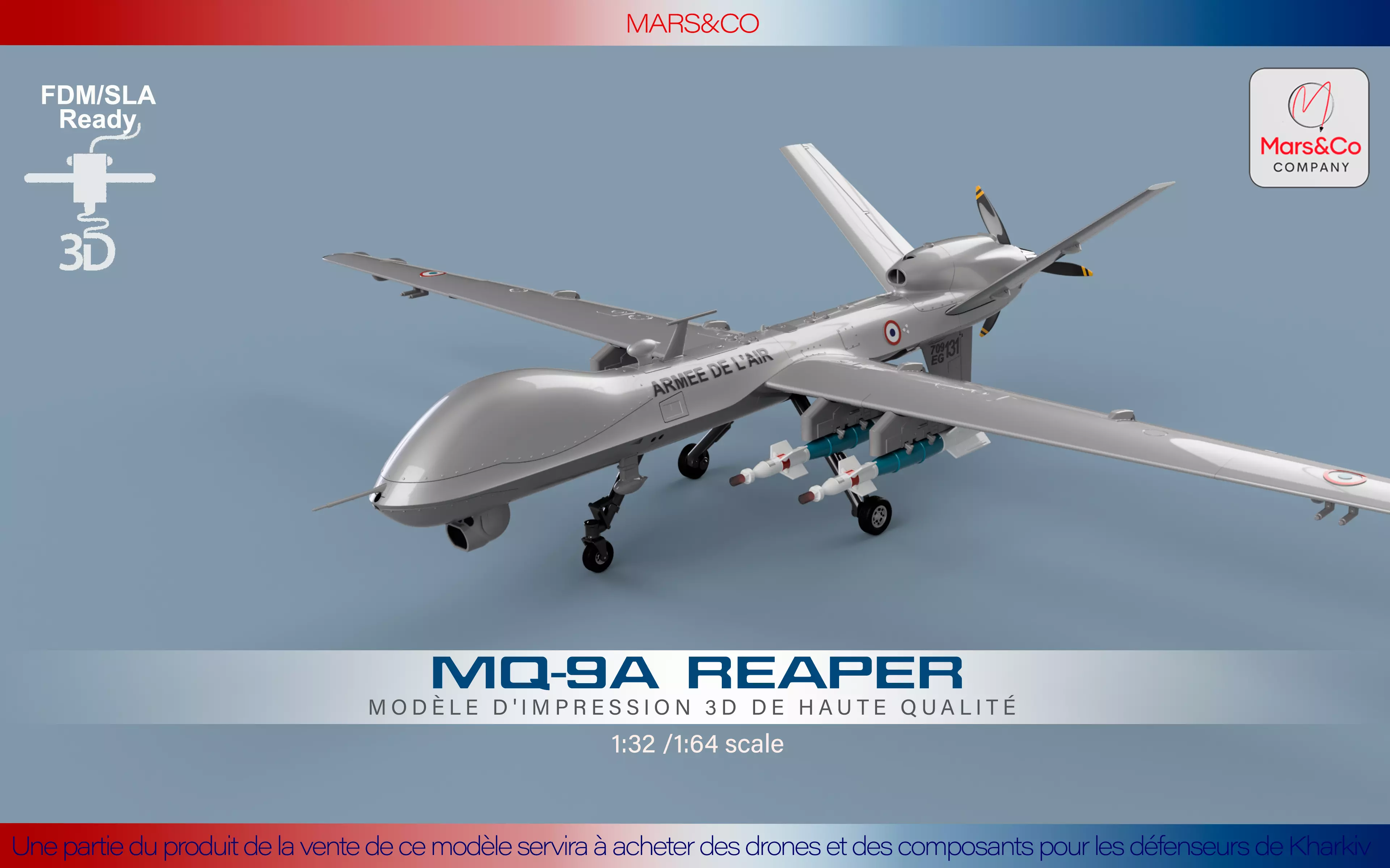 MQ-9 REAPER BLOCK 1 France HIGH QUALITY 3D PRINT MODEL 3D print model