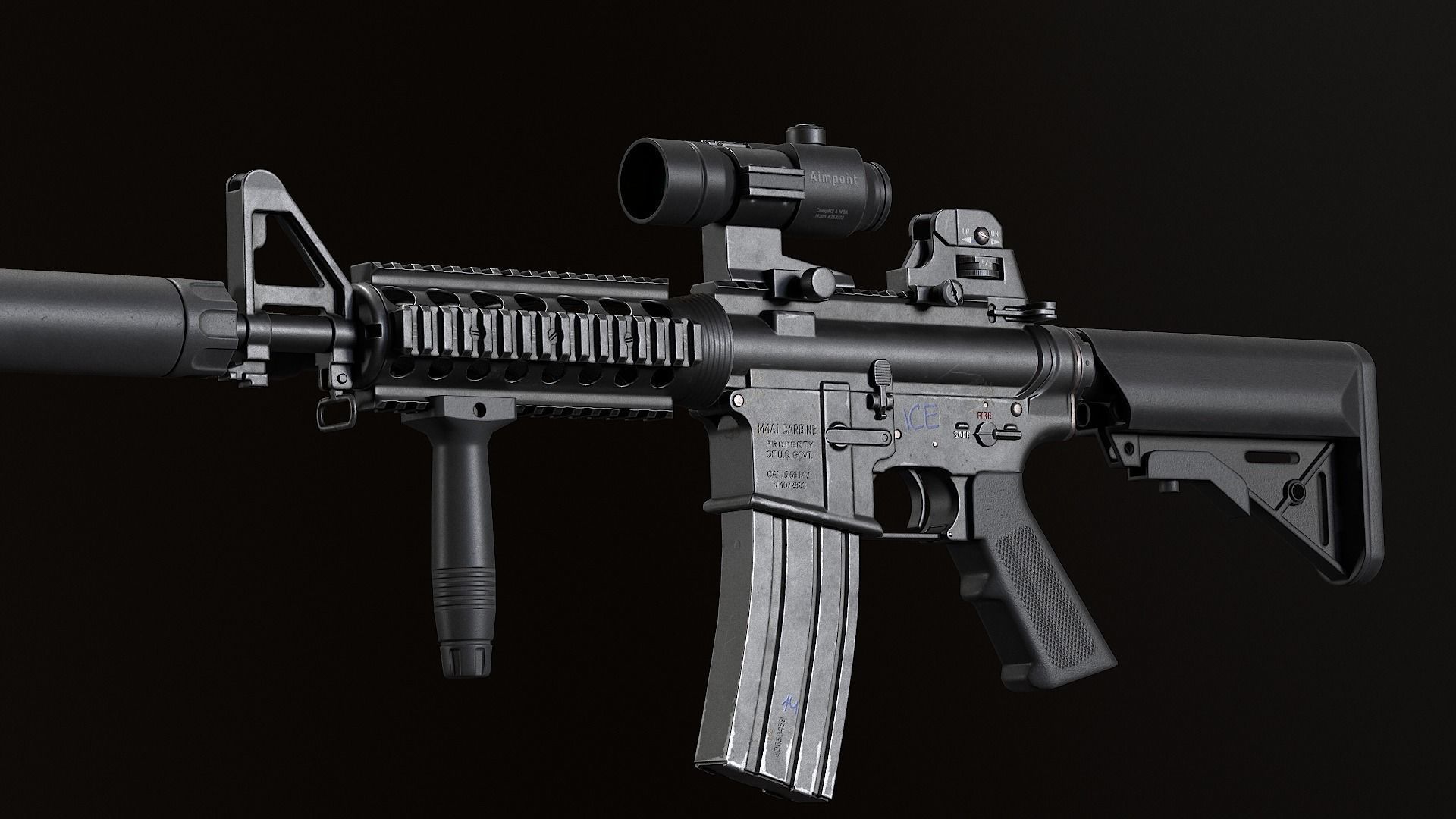 MK18 Mod0 Low-poly 3D model_6