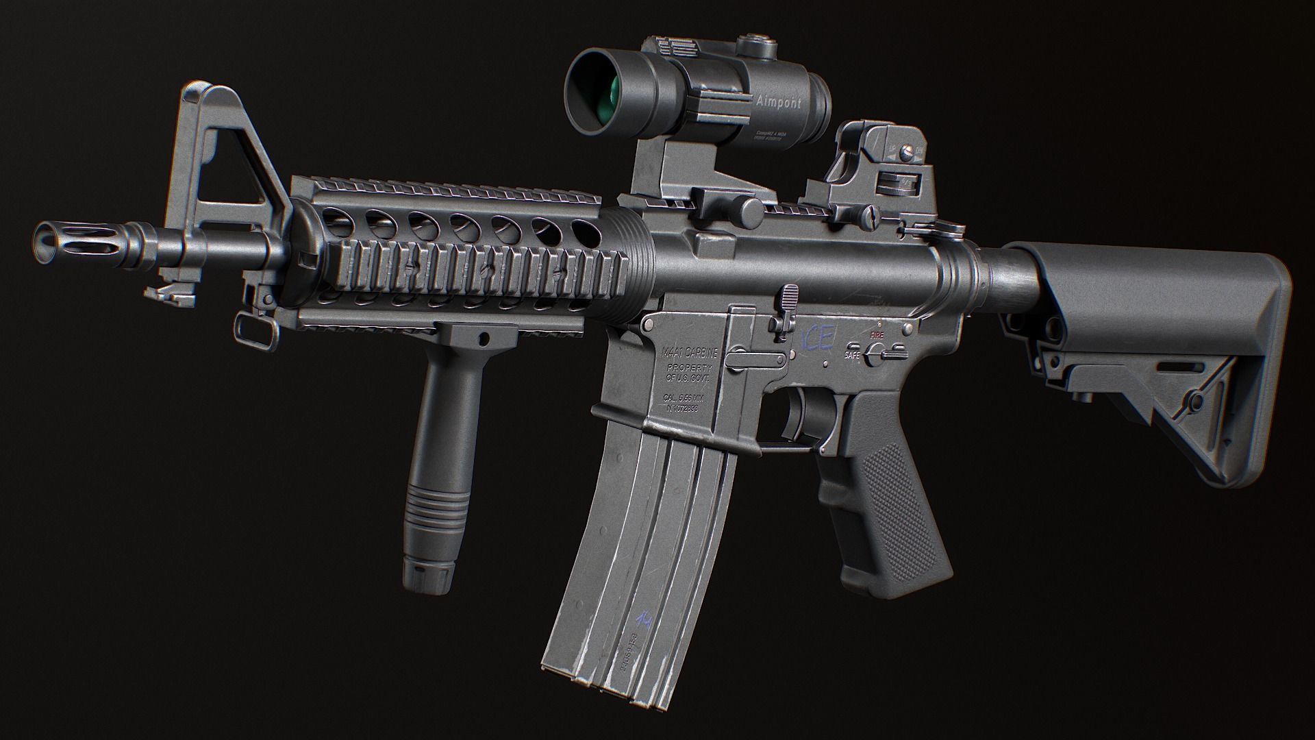 MK18 Mod0 Low-poly 3D model_3