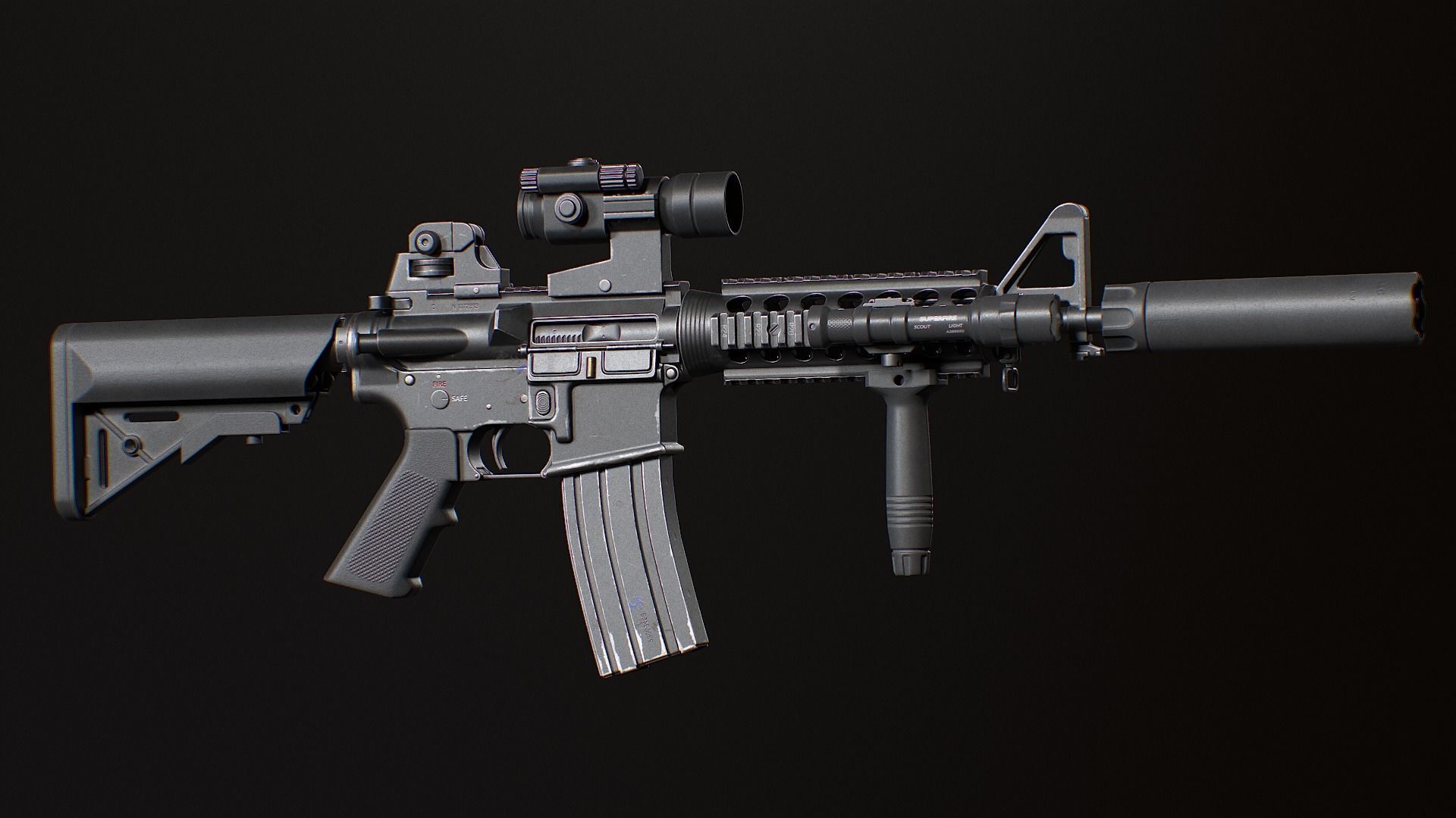 MK18 Mod0 Low-poly 3D model_9