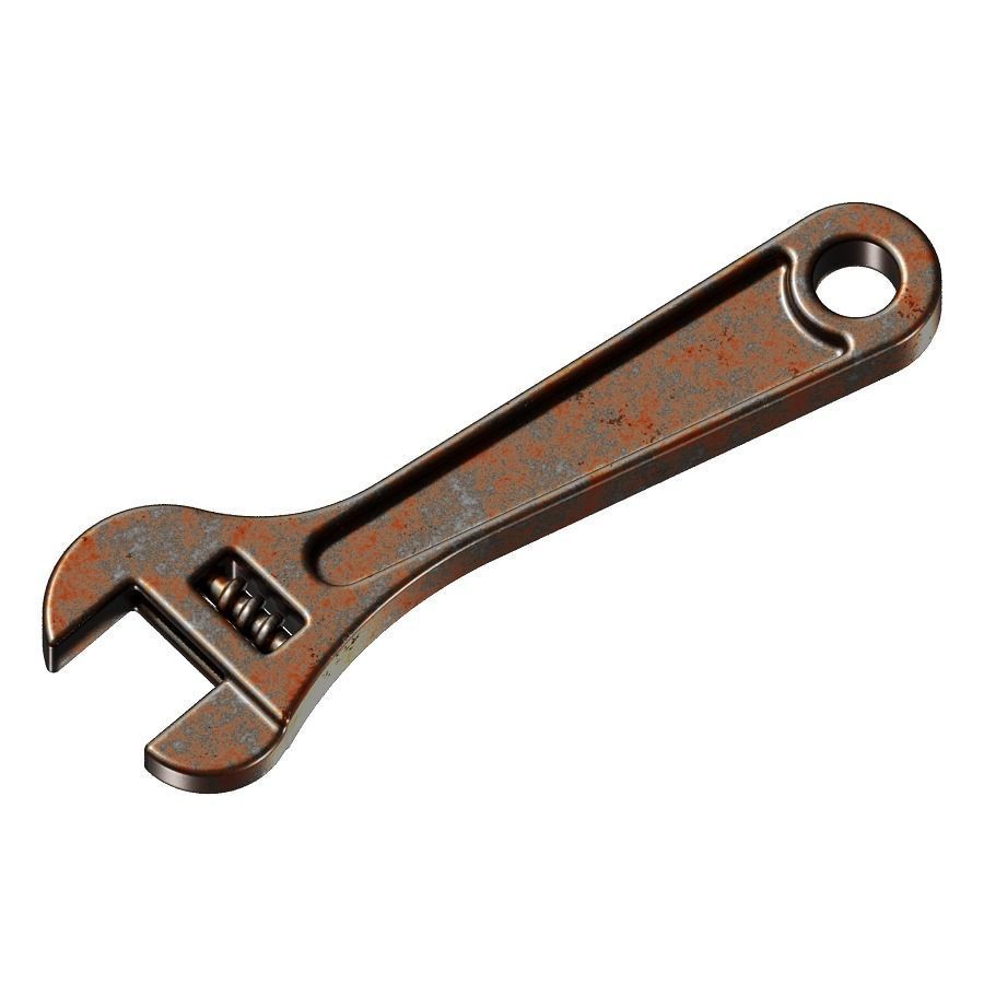 Rusty Steel Spanner 3D model_1