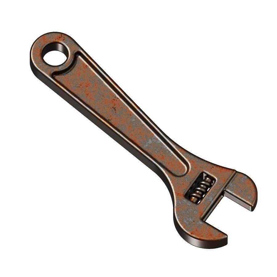 Rusty Steel Spanner 3D model_2