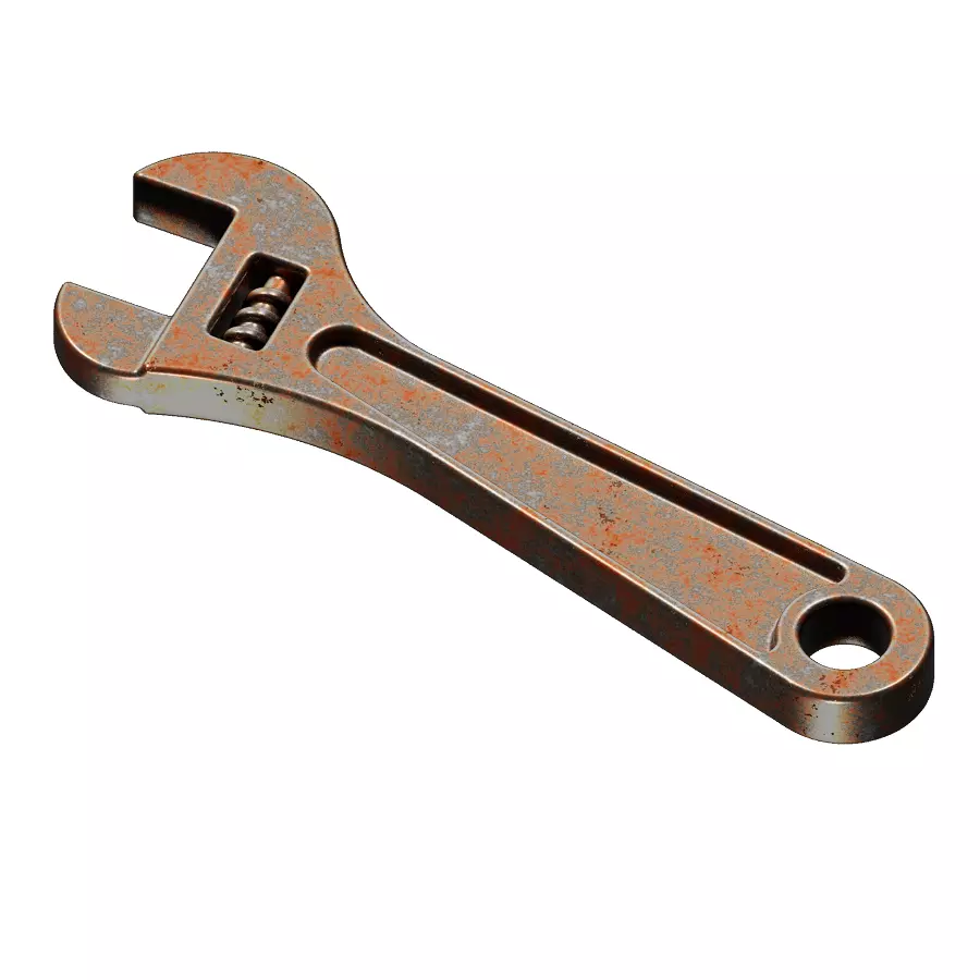Rusty Steel Spanner 3D model_0