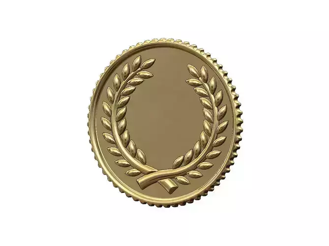 Bay leaves branches crown coin