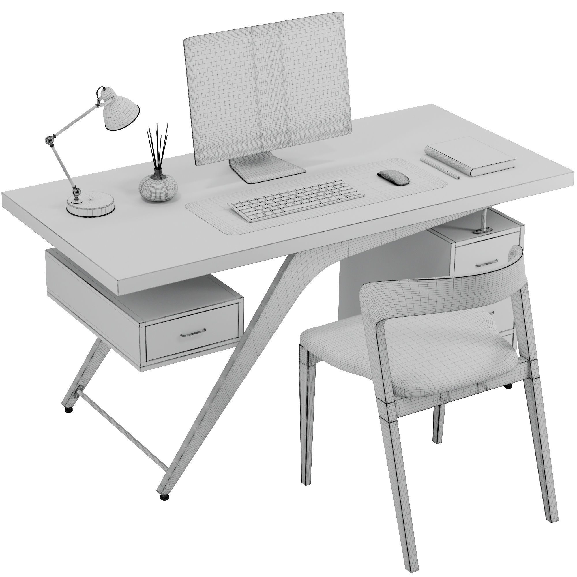 Office furniture set2 3D model_7
