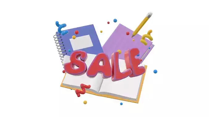 set objects for sales books pencil eraser