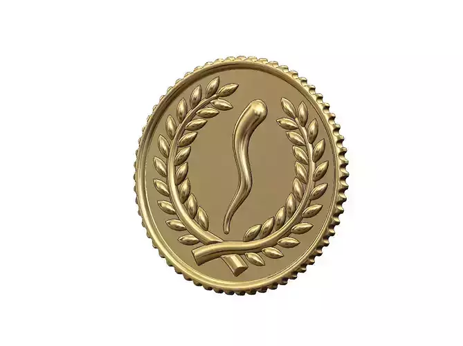 Italian horn bay leaves branches crown coin