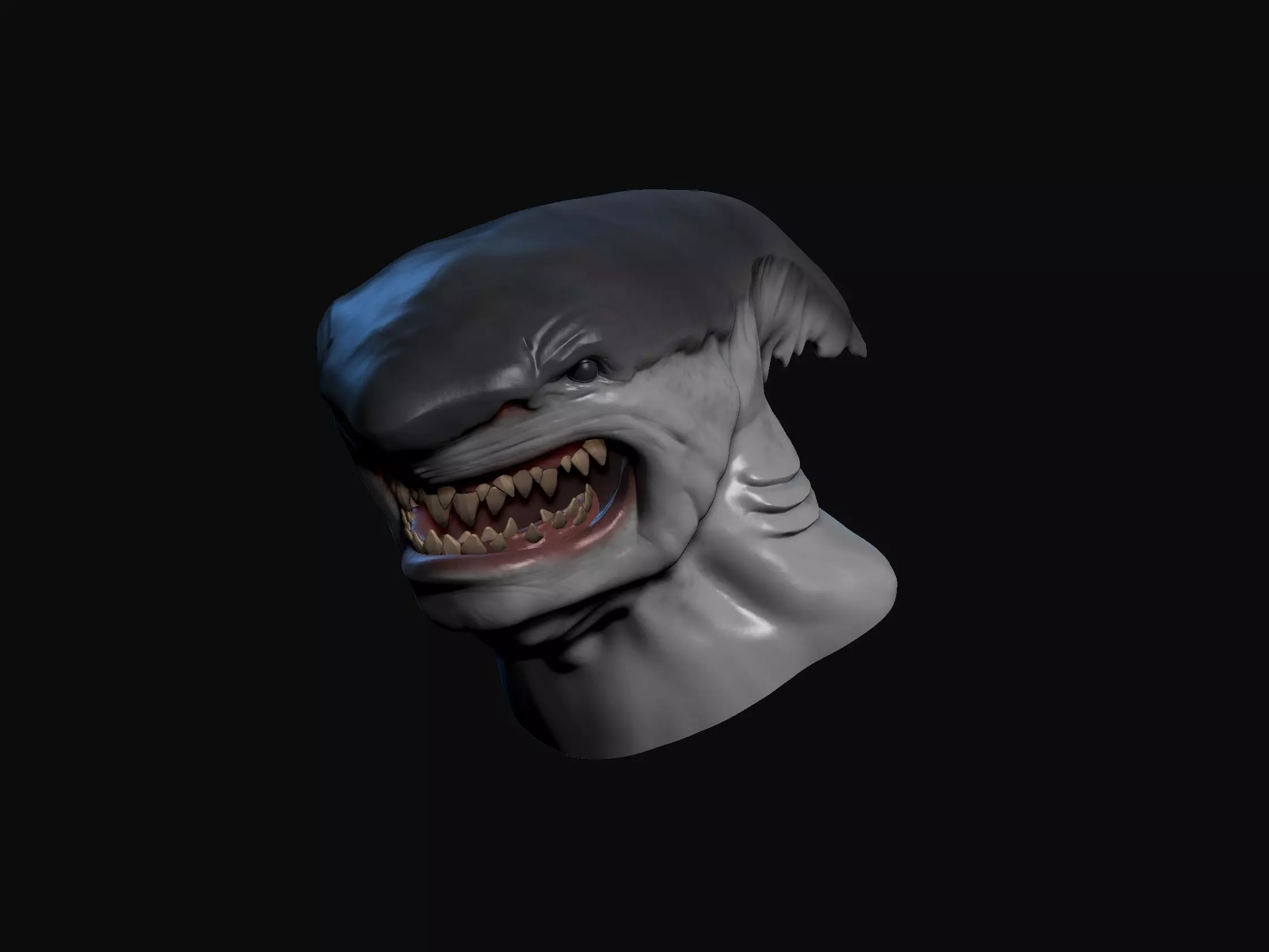 White Shark Head Angry 3D print model